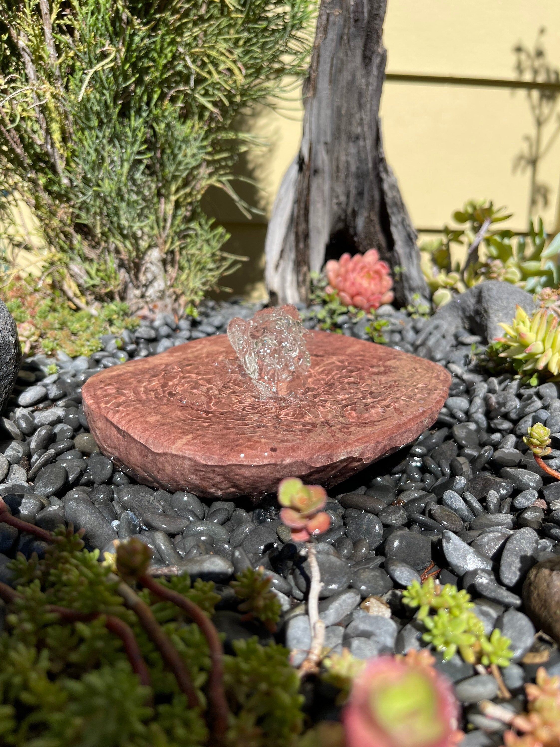 Polished Rock Water Fountain | Bird Bath Fountain | Rock Garden Fountain | Garden Fountain | Garden Décor | Rock Fountain | Garden Ornament