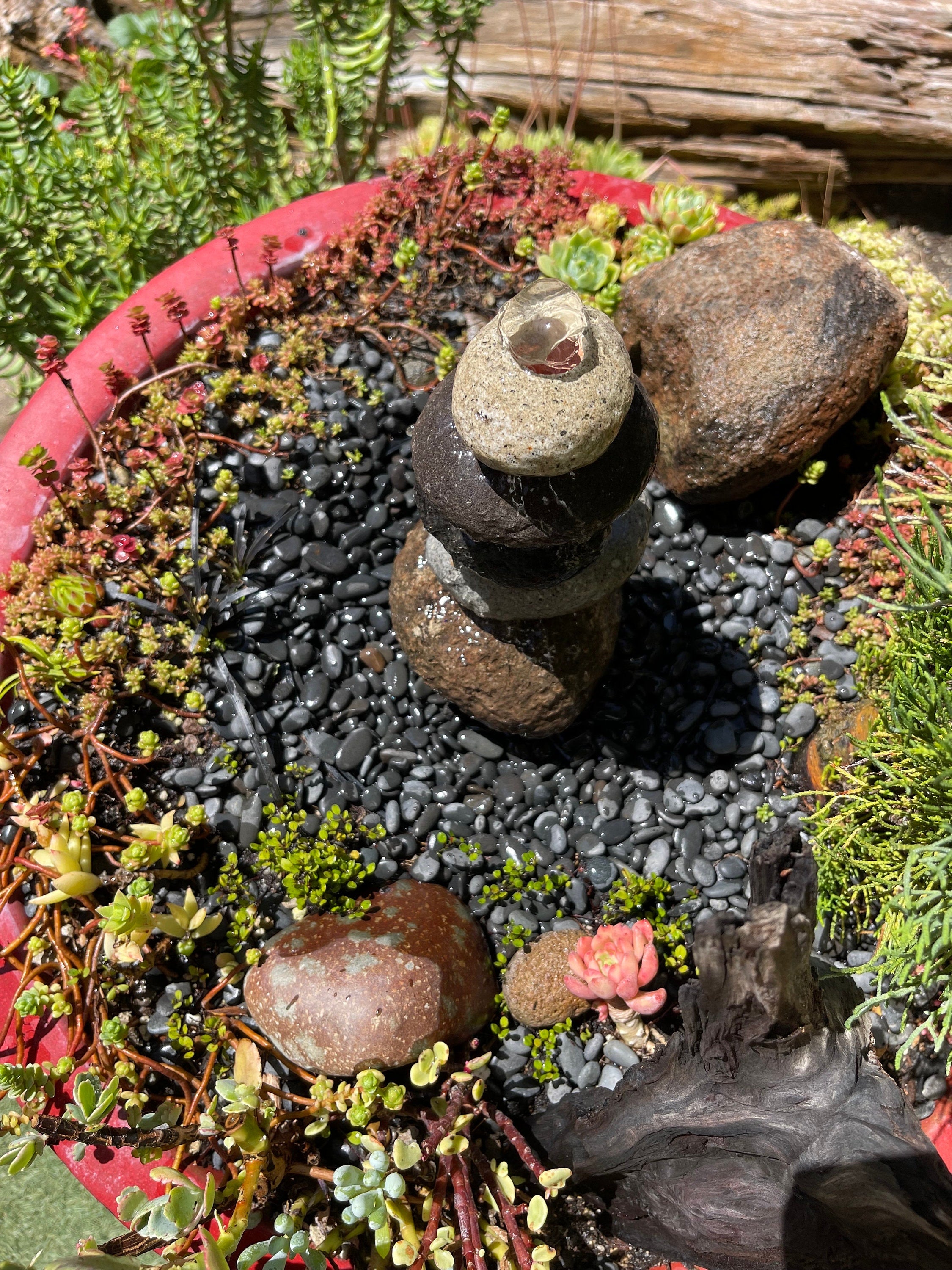 Natural Water Garden Five Rock Stack | Bird Bath Rock Stack | Rock Water Fountain | DIY Water Fountain | Rock Stack Collection