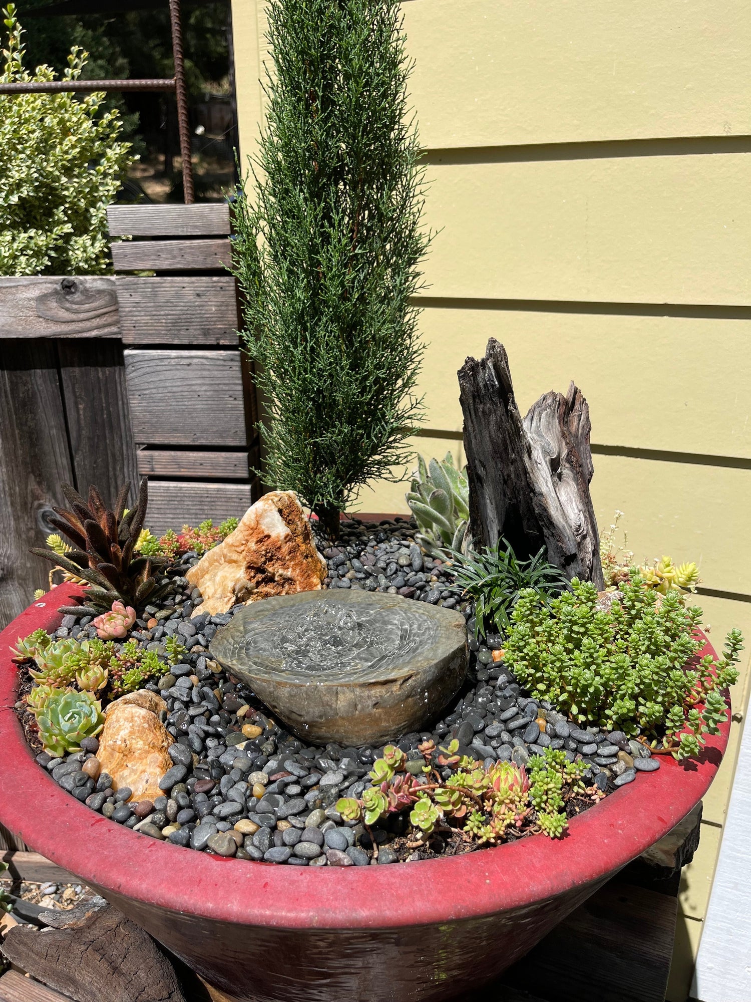 Polished Rock Water Fountain | Bird Bath | Garden Décor | Handmade | Garden Ornament | Water Feature |You can also use solar pump